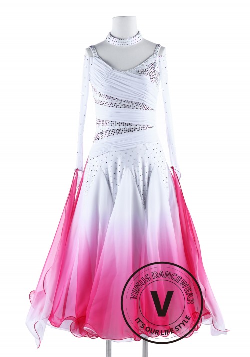 Rose Gradation Color Standard Waltz Smooth Dance Dress