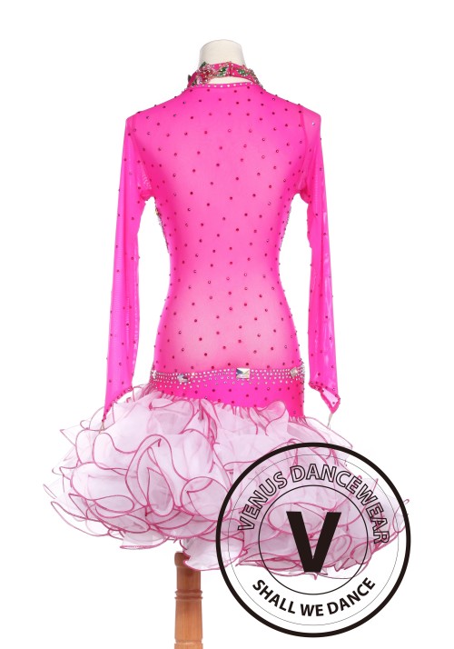 Pink Latin Salsa Tango Cha Cha Tango Rumba Competition Dance Dress