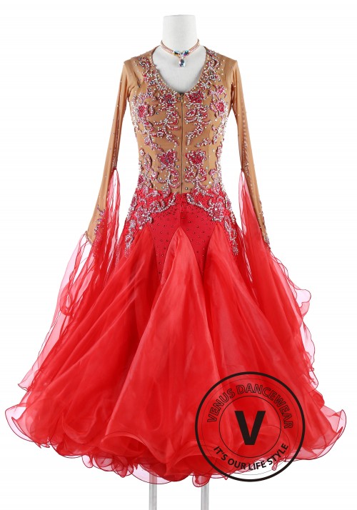 Scarlett Red Standard Foxtrot Waltz Quickstep Dress