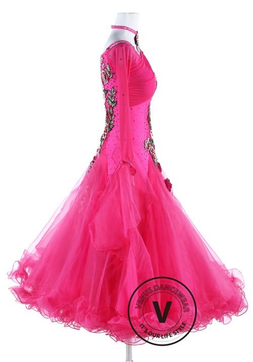 Spring Flower Pink Standard Waltz Foxtrot Waltz Quickstep Dress