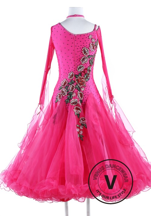 Spring Flower Pink Standard Waltz Foxtrot Waltz Quickstep Dress