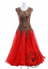 Leopard Lady Red Smooth Foxtrot Quickstep Women Competition Dress