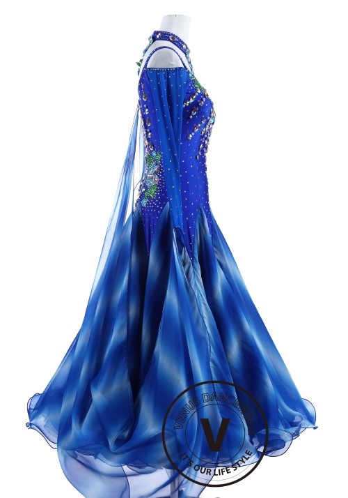 Alps Mountain Blue Standard Foxtrot Waltz Quickstep Dress