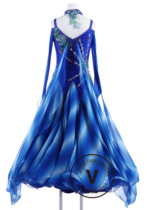 Alps Mountain Blue Standard Foxtrot Waltz Quickstep Dress