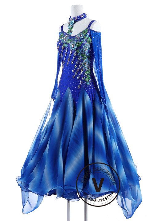 Alps Mountain Blue Standard Foxtrot Waltz Quickstep Dress