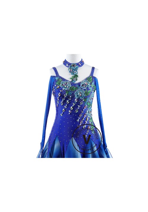 Alps Mountain Blue Standard Foxtrot Waltz Quickstep Dress