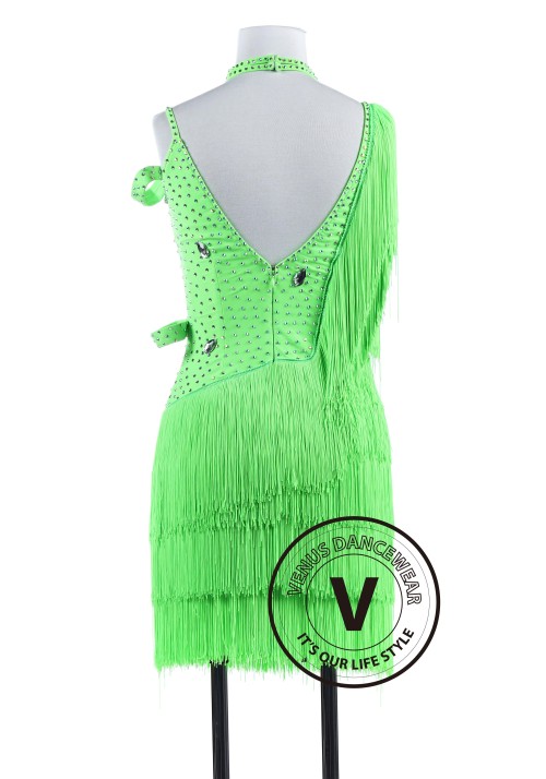 Green Fringe Tango Salsa Latin Rhythm Competition Dress