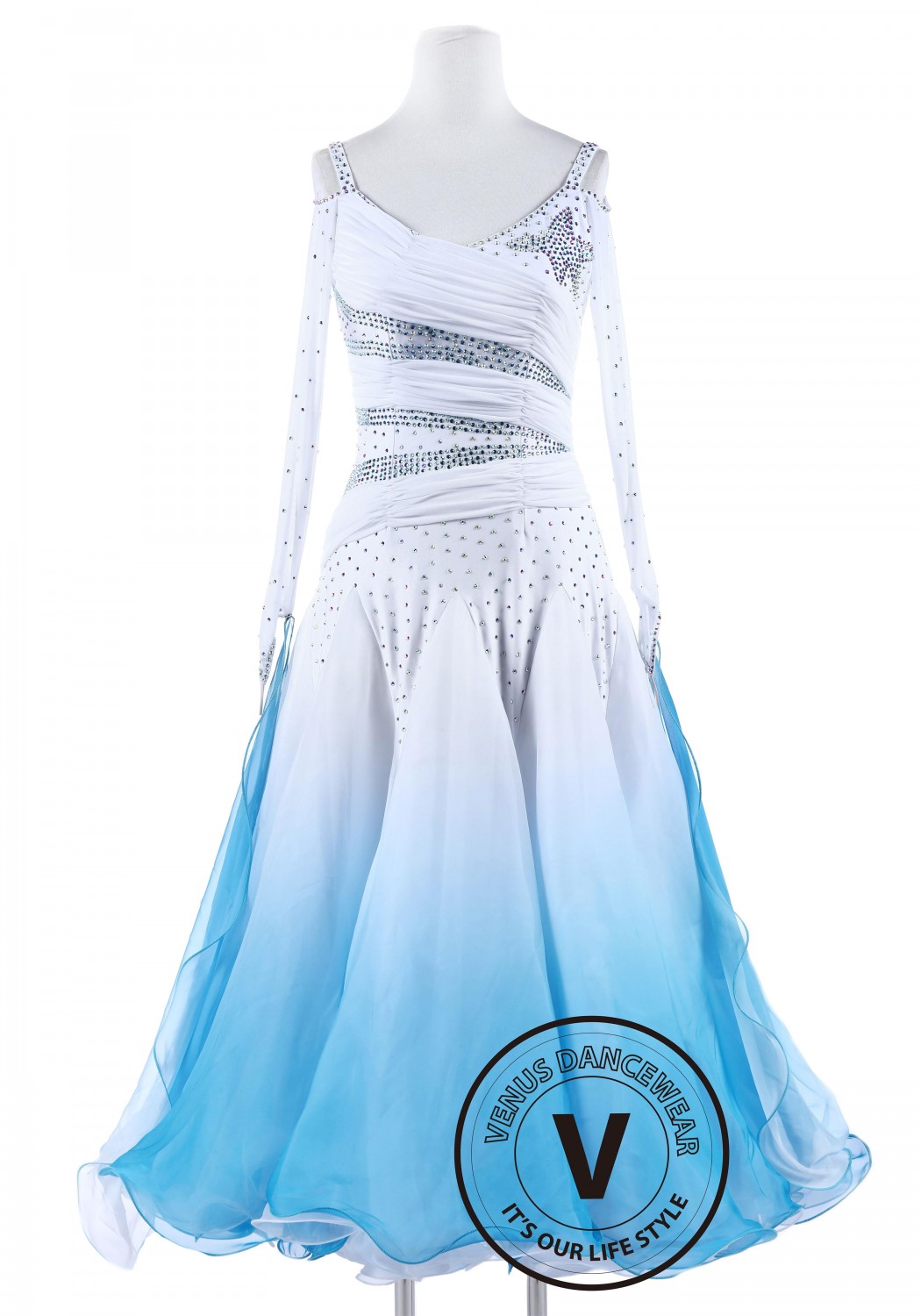 white n blue dress