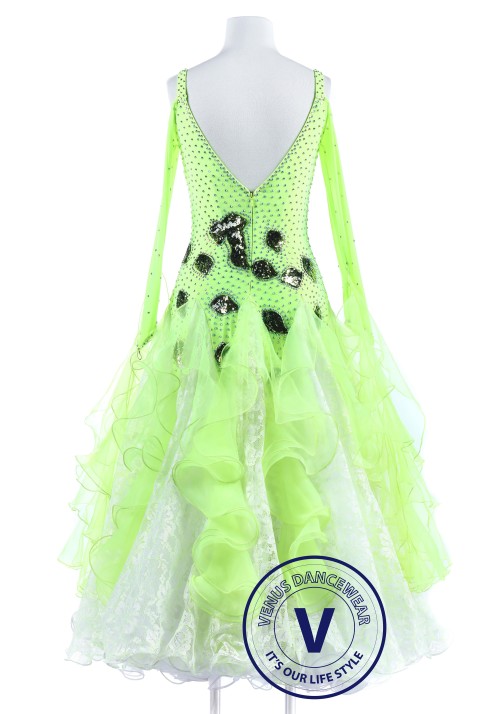 Green Leaf and Lace Standard Smooth Foxtrot Waltz Quickstep Dress