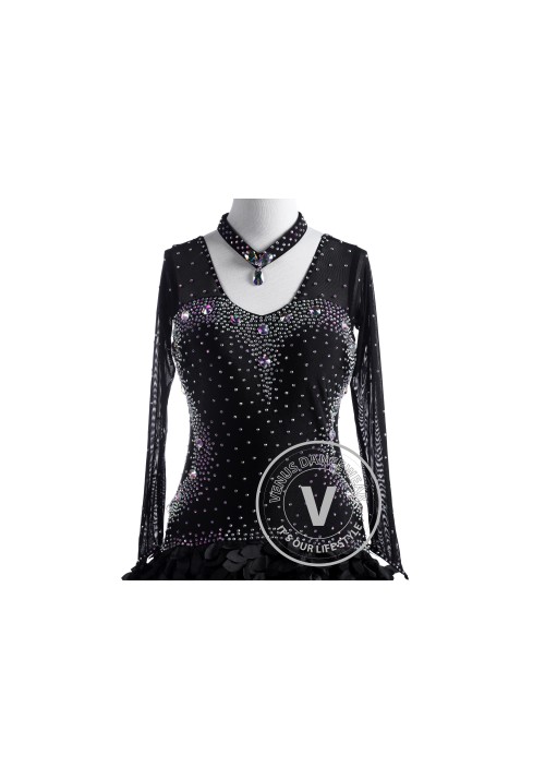 Black Cuckoo Tango Salsa Latin Rhythm Competition Dress