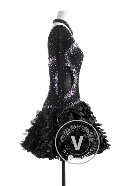 Black Cuckoo Tango Salsa Latin Rhythm Competition Dress