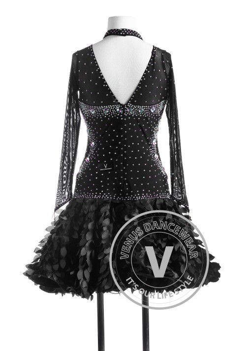 Black Cuckoo Tango Salsa Latin Rhythm Competition Dress