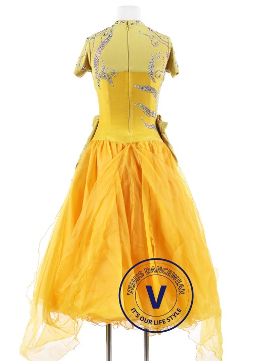 Yellow Velvet Cheongsam Standard Foxtrot Waltz Quickstep Dress