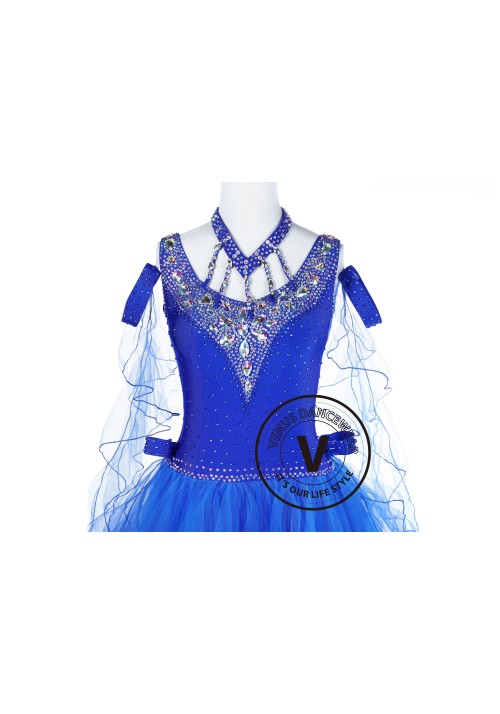 Royal Blue Princess Standard Foxtrot Waltz Quickstep Dress