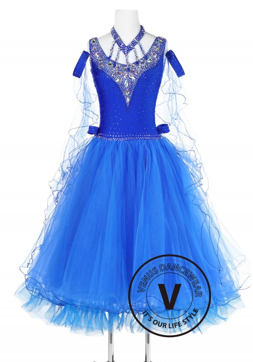 Royal Blue Princess Standard Foxtrot Waltz Quickstep Dress