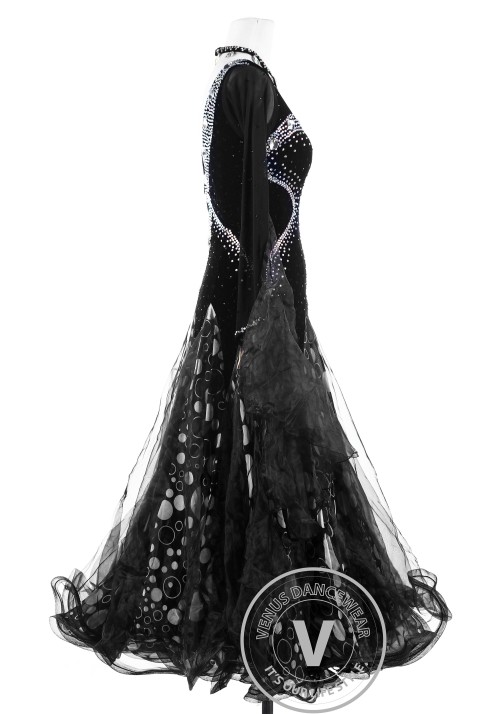 Heart Shap Black Standard Foxtrot Waltz Quickstep Dress