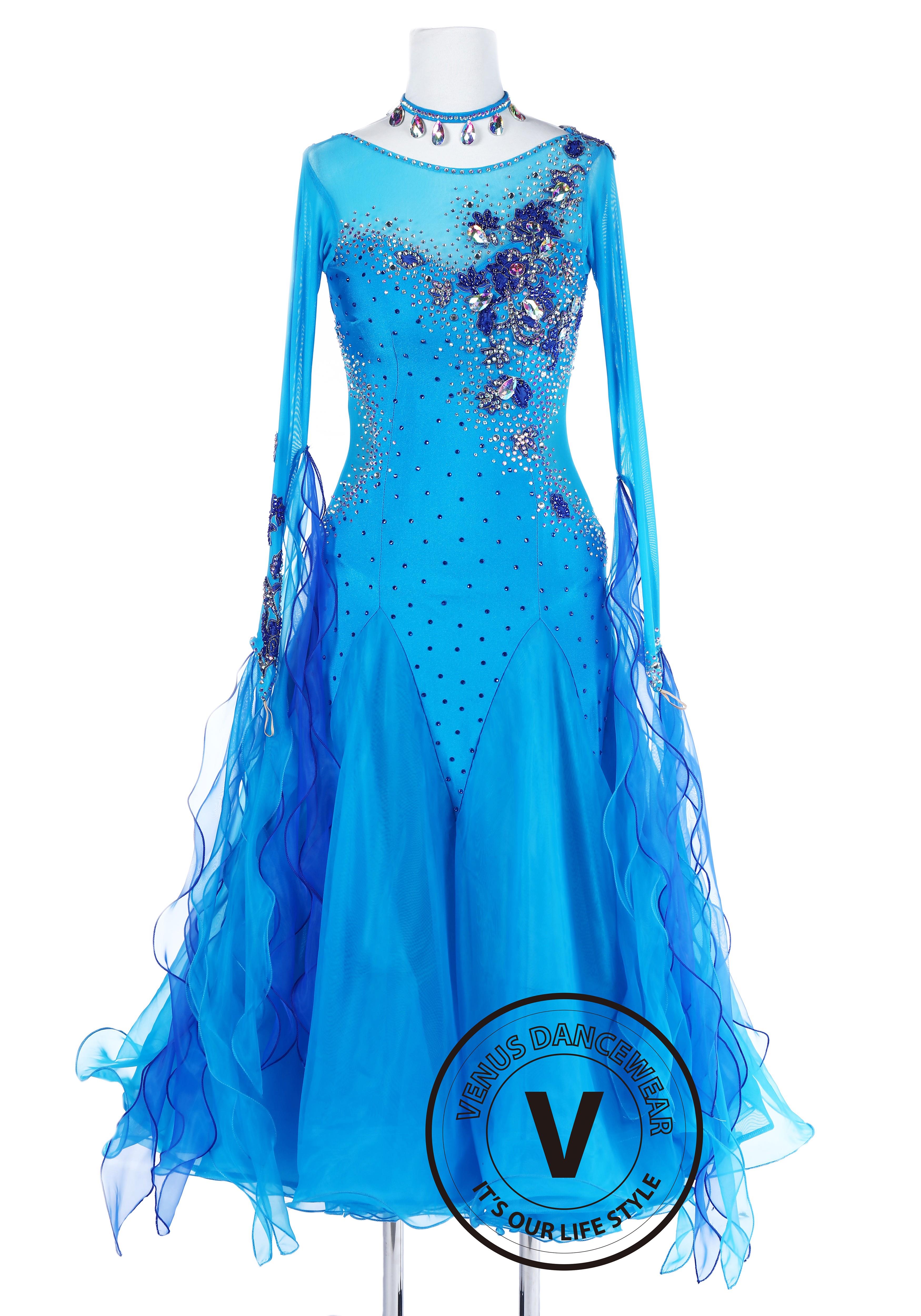 Blue Water Spirit Standard Foxtrot Waltz Quickstep Dress