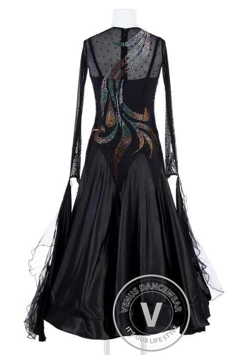 Black Phoenix Tail Standard Foxtrot Waltz Quickstep Dress