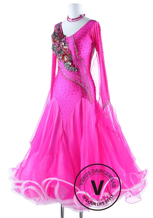 Pink Luxury Competition Foxtrot Waltz Quickstep Dress