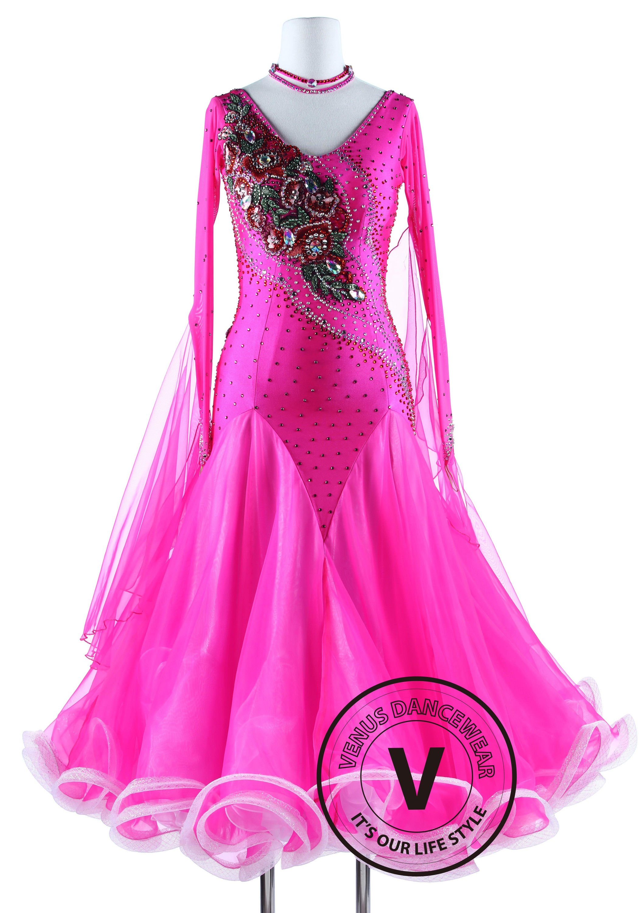 Pink Luxury Competition Foxtrot Waltz Quickstep Dress