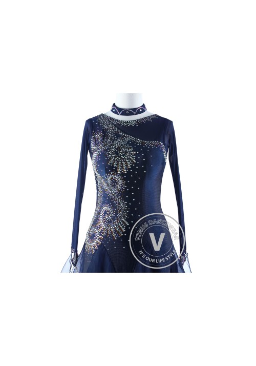 Navy Blue Luxury Competition Foxtrot Waltz Quickstep Dress