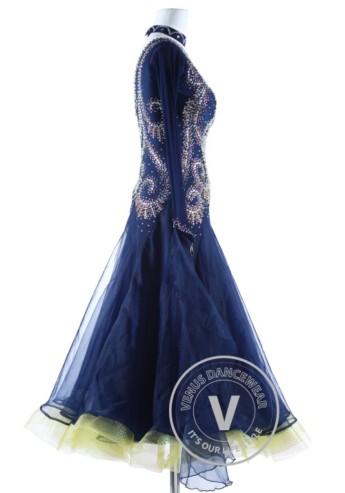 Navy Blue Luxury Competition Foxtrot Waltz Quickstep Dress