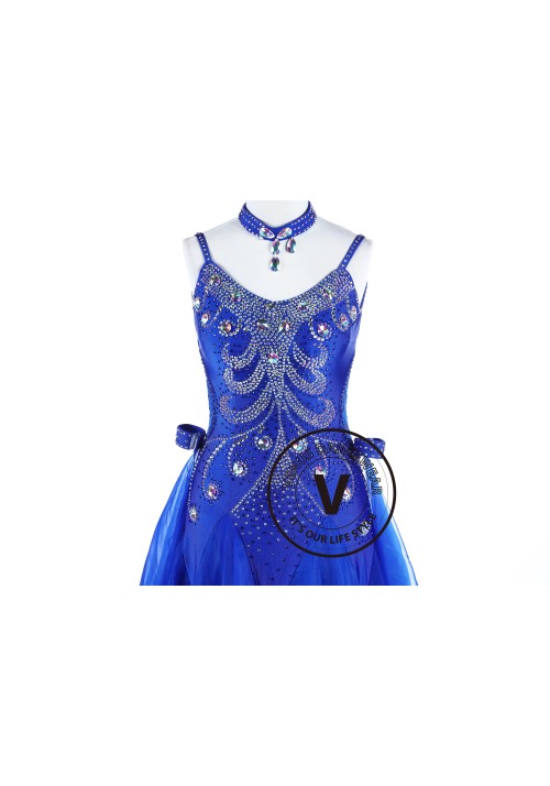 Royal Blue Elegant Smooth Competition Foxtrot Waltz Quickstep Dress