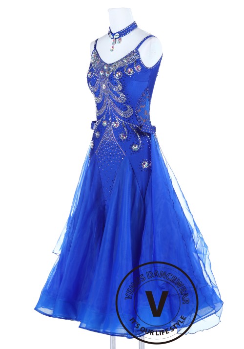 Royal Blue Elegant Smooth Competition Foxtrot Waltz Quickstep Dress