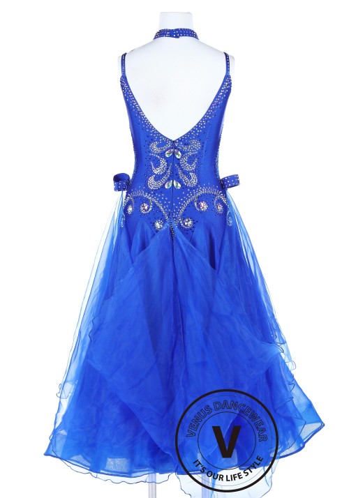 Royal Blue Elegant Smooth Competition Foxtrot Waltz Quickstep Dress