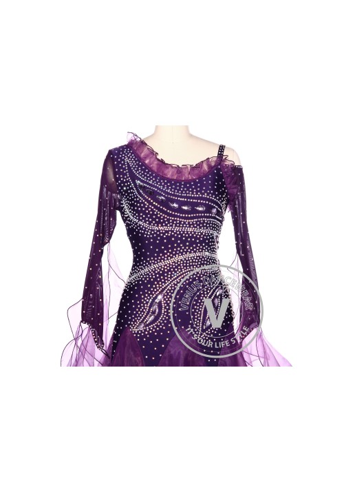 Plum Tail Waltz Smooth Standard Tango Ballroom Women Competition Dress