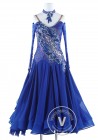 Ripple on Lace Blue Luxury Foxtrot Waltz Quickstep Competition Dress