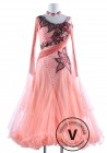 Light Salmon Color Luxury Foxtrot Waltz Quickstep Competition Dress