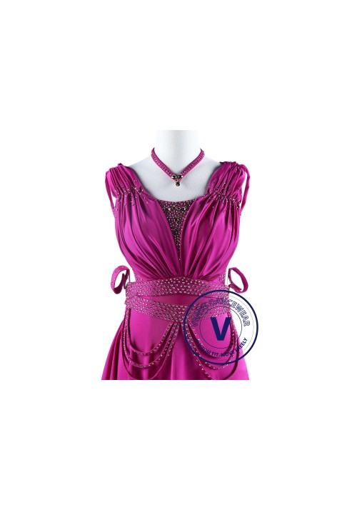 Fuchsia Drape Back Tango Salsa Latin Rhythm Competition Dress