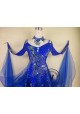 Blue Standard Ballroom Competition Dancewear Modern Waltz Tango Dance Dress