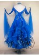 Blue Standard Ballroom Competition Dancewear Modern Waltz Tango Dance Dress