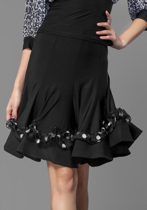 Latin Black Crepe Dance Skirt