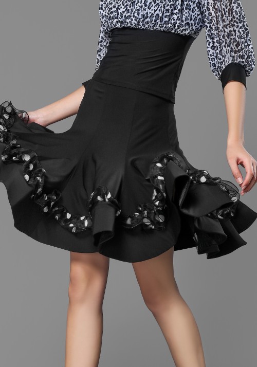 Latin Black Crepe Dance Skirt