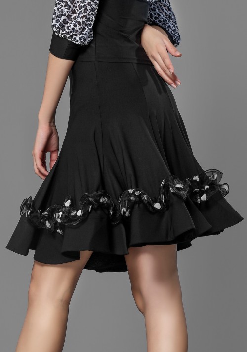 Latin Black Crepe Dance Skirt