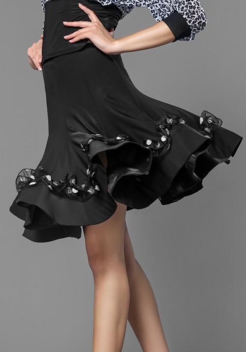 Latin Black Crepe Dance Skirt