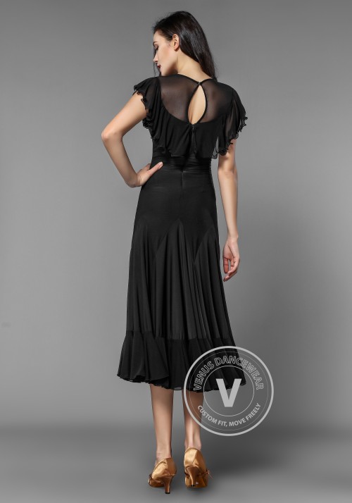 Luxury Crepe Ruffle Short Poncho Ballroom Practice Dress