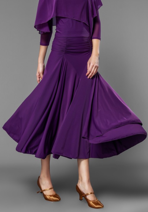 Ballroom Smooth Fuchsia Crepe Ruffle Dance Skirt