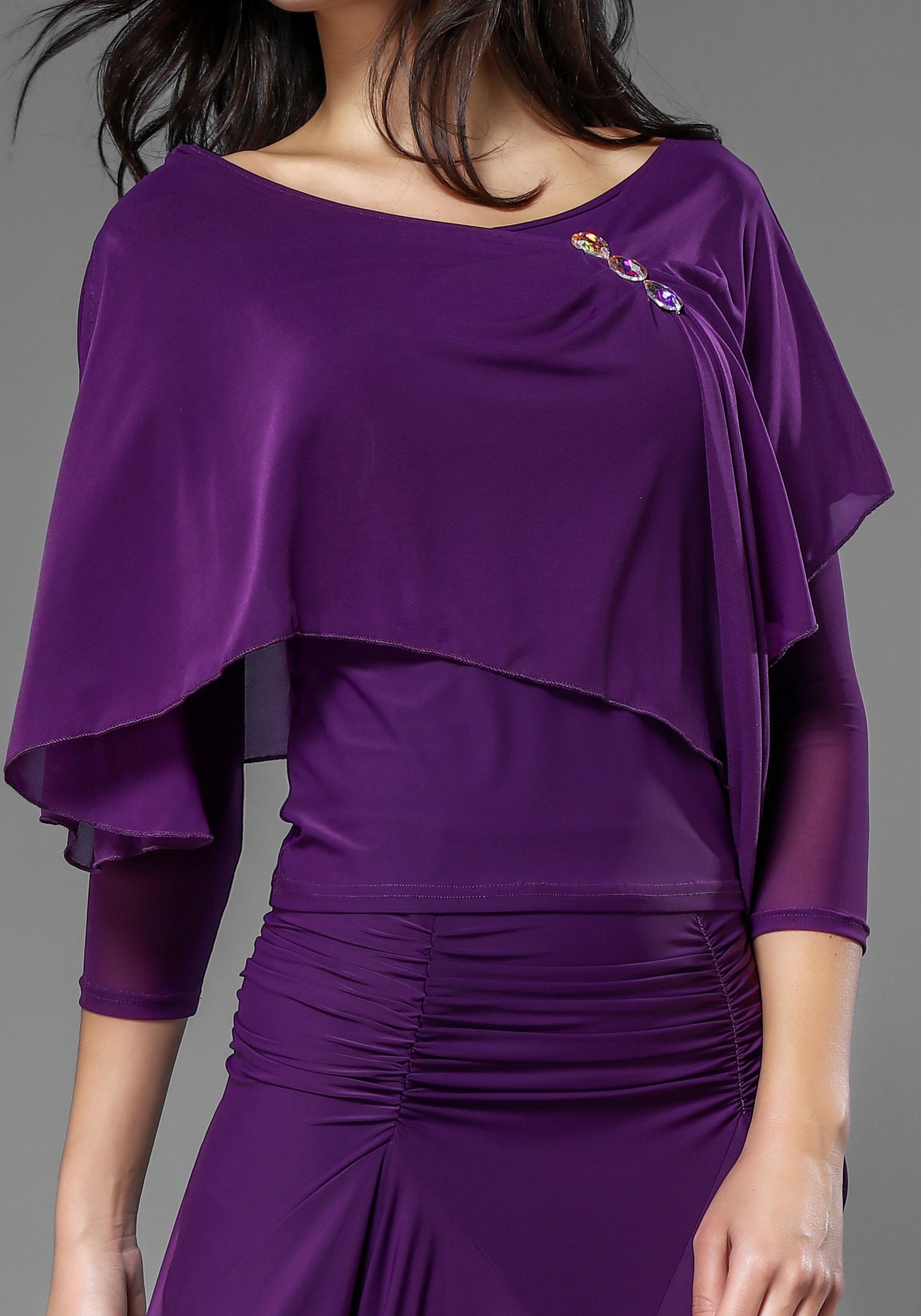 Luxury Fuchsia Crepe Long Cape Top