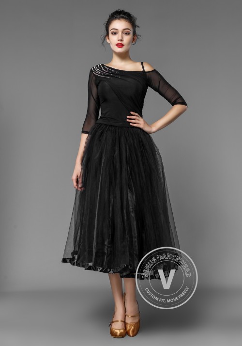 Black Organdy Ballroom Puffy Skirt