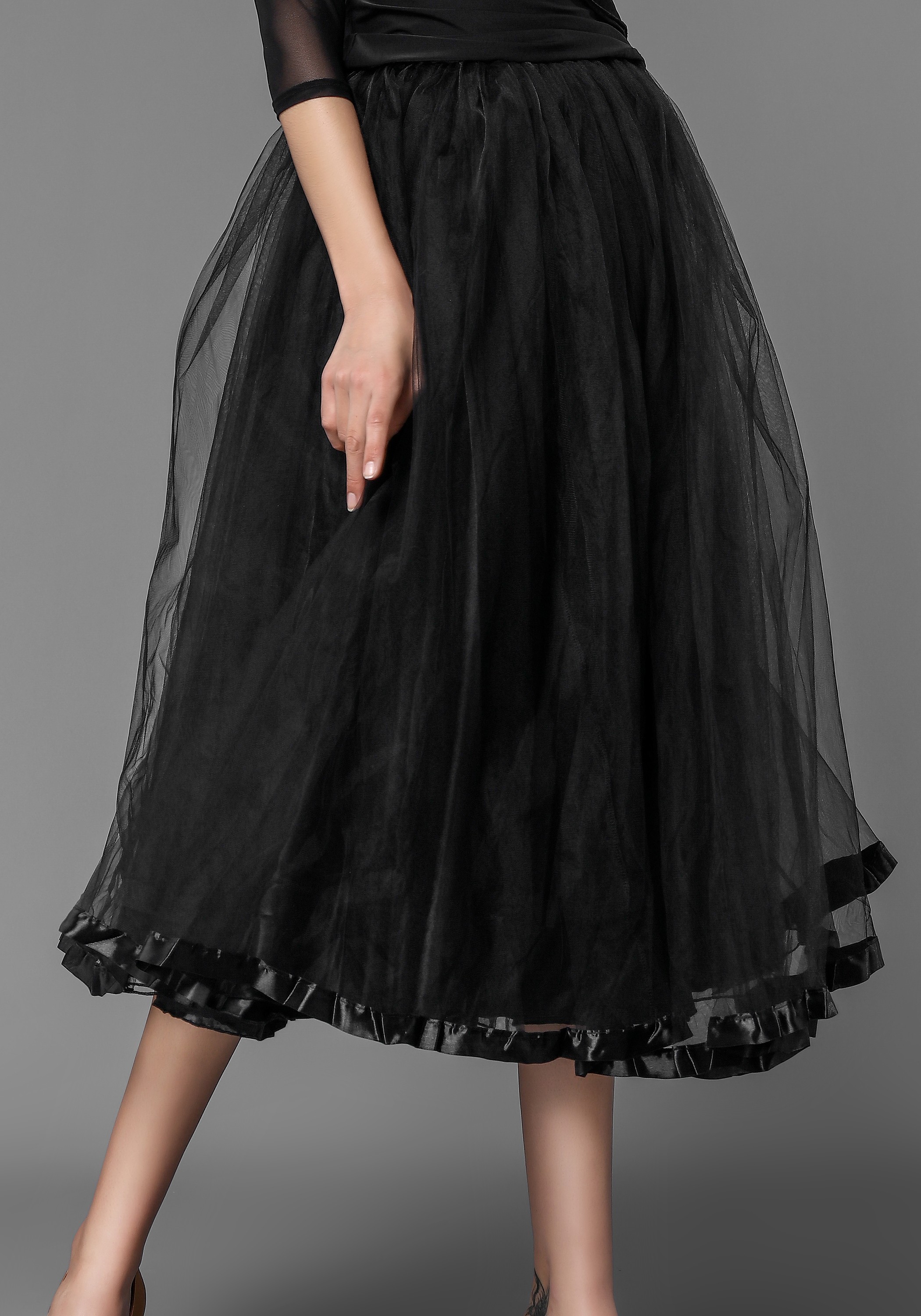 Black Organdy Ballroom Puffy Skirt