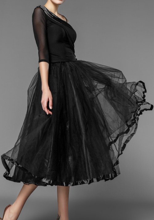 Black Organdy Ballroom Puffy Skirt