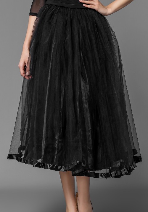 Black Organdy Ballroom Puffy Skirt