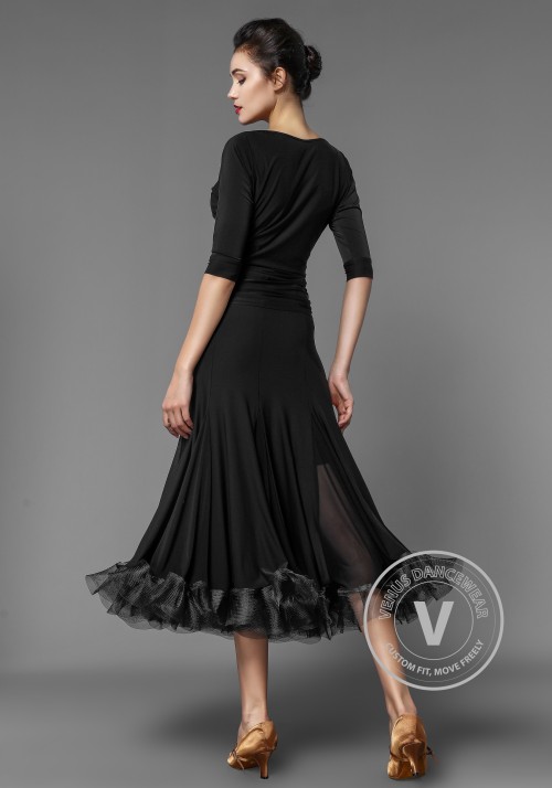 Luxury Flounced Crepe Slit Ballroom Skirt