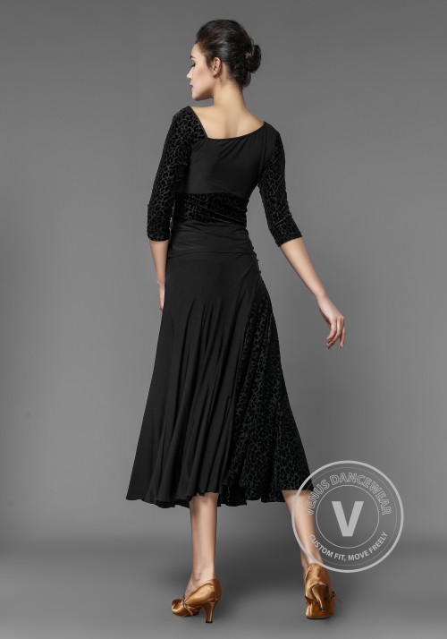 Luxury Leopard Velvet and Crepe Ballroom Skirt