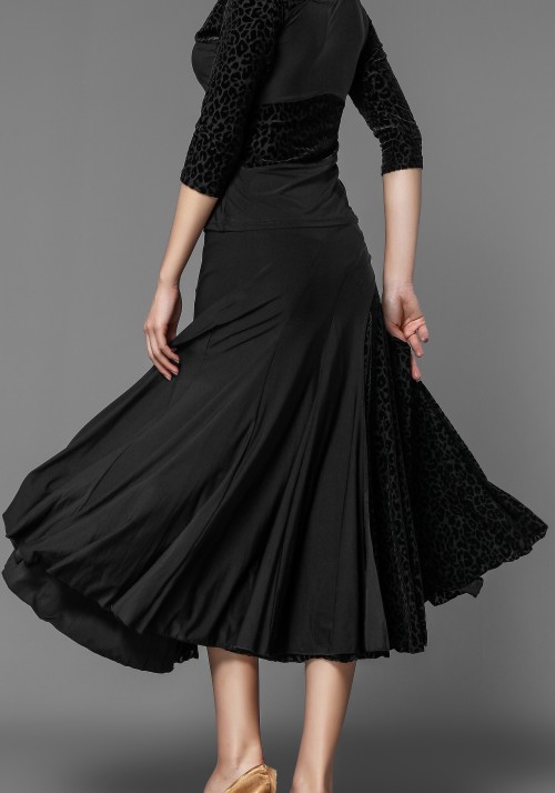 Luxury Leopard Velvet and Crepe Ballroom Skirt