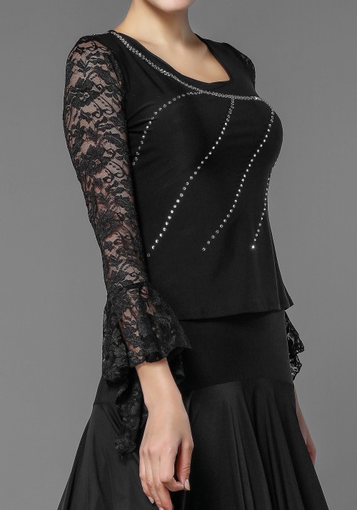 Luxury Black Lace and Crepe Top